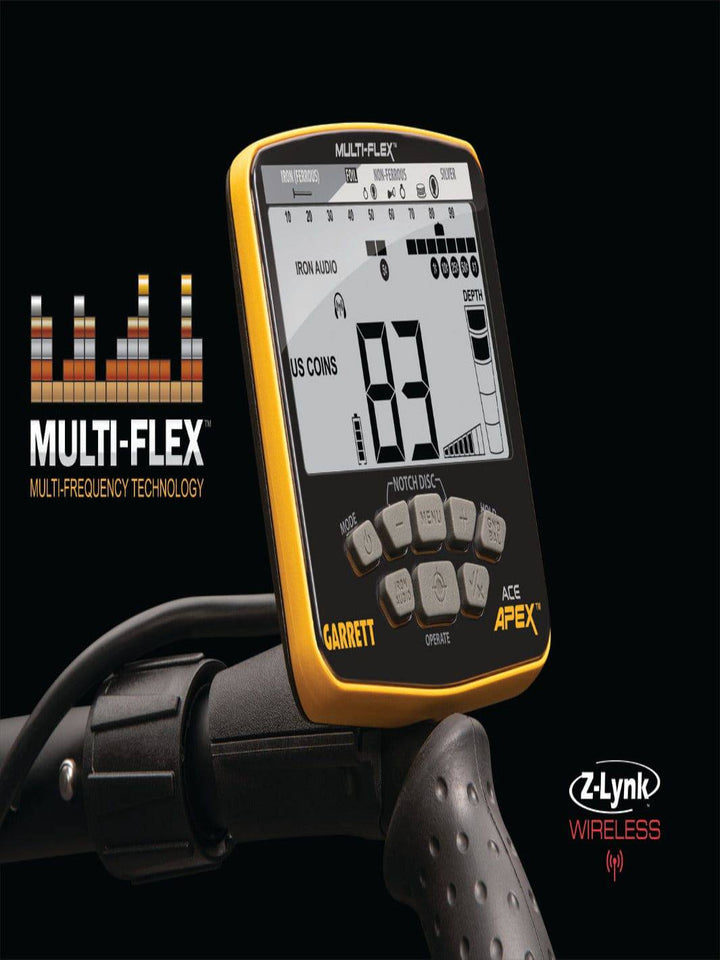 GARRETT ACE Apex with 8.5" x 11" DD Multi-Flex™ Raider Search coil (Basic Package) - Treasure Coast Metal Detectors