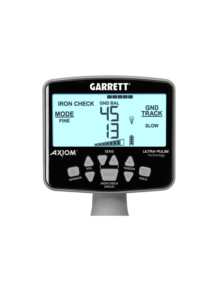 Garrett Axiom Metal Detector with 13″x11″ DD Coil, 11″x7″ Mono Coil and MS-3 Headphones - Treasure Coast Metal Detectors