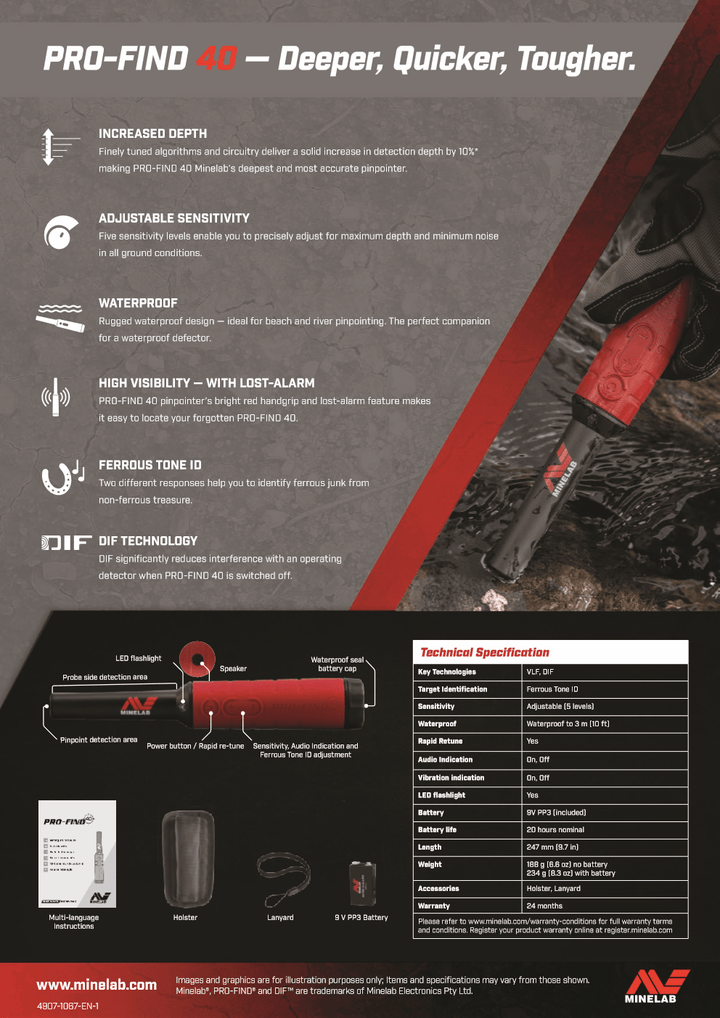 Minelab Pro-find 40 Pinpointer - Treasure Coast Metal Detectors