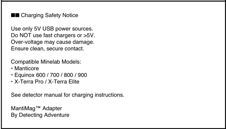 Detecting Adventures MantiMag – Magnetic Charging Adapter for Minelab Detectors - Treasure Coast Metal Detectors