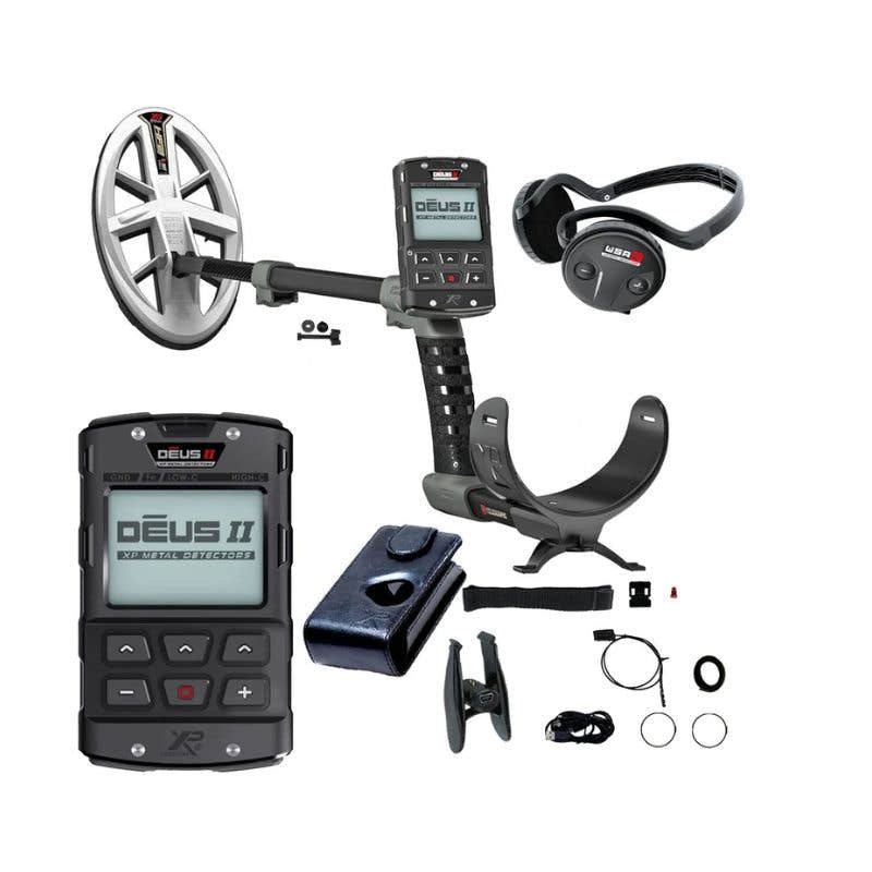 XP DEUS II Gold Metal Detector with 9.5" × 5" HF2 Coil, Remote & WSA-ST Headphones