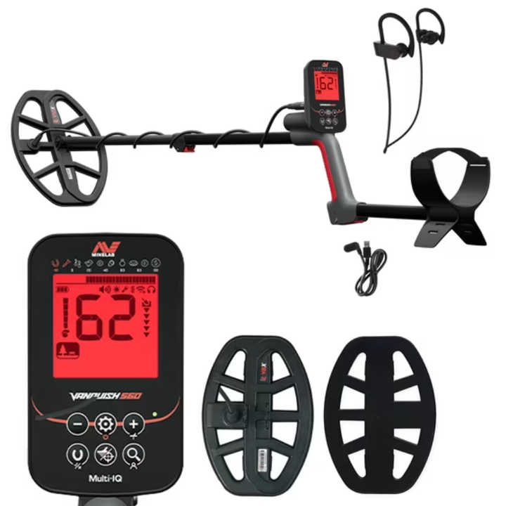 Minelab Vanquish 560 Pro Pack Metal Detector – Multi Frequency Beach Detector Bundle