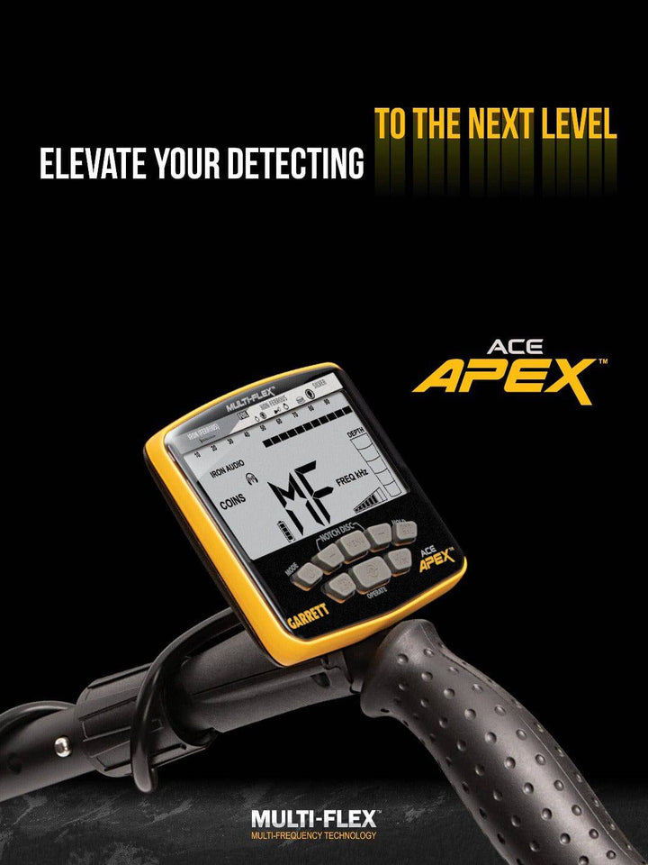 GARRETT ACE Apex with 8.5" x 11" DD Multi-Flex™ Raider Search coil (Basic Package) - Treasure Coast Metal Detectors